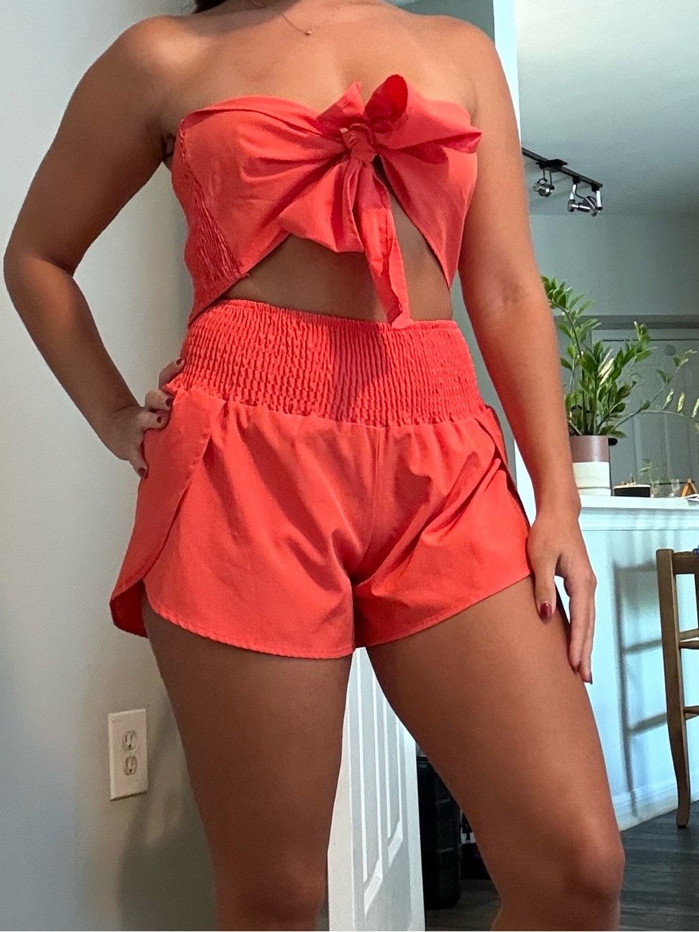 Orange/peachy front-tie matching set!